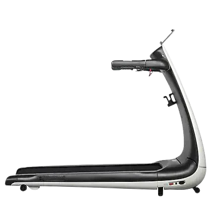 A modern Fuji BeHealthy Treadmill in a cozy home gym setting, showcasing its compact and sleek design. A user is jogging, demonstrating the treadmill’s smooth and sturdy performance