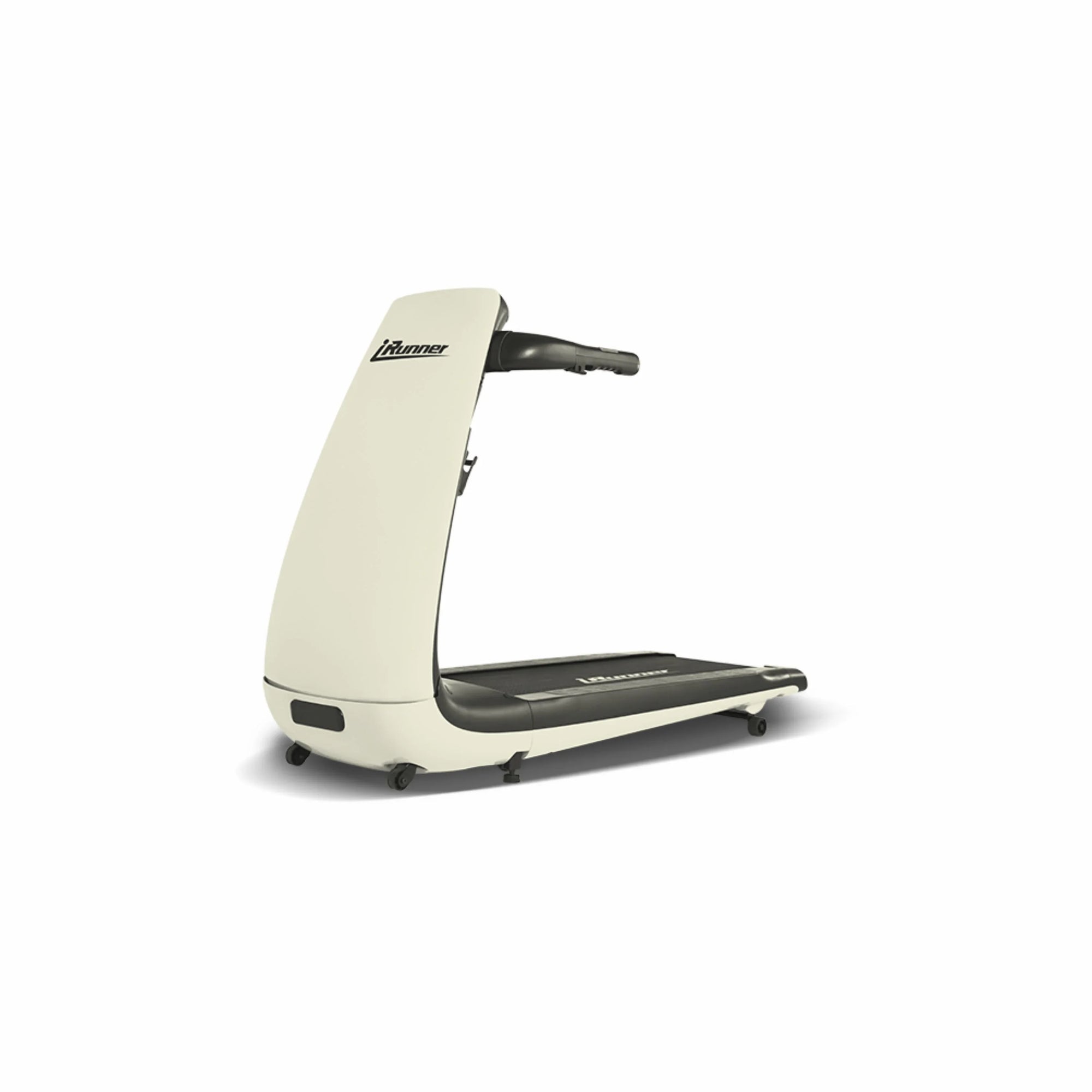 iRunner Ivory Whisper treadmill with a modern cream finish, compact build, and advanced features for a smooth and quiet workout.