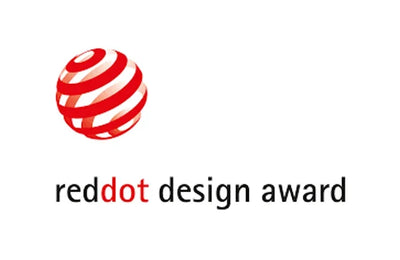 Red Dot Design Award logo with red and white striped sphere and text