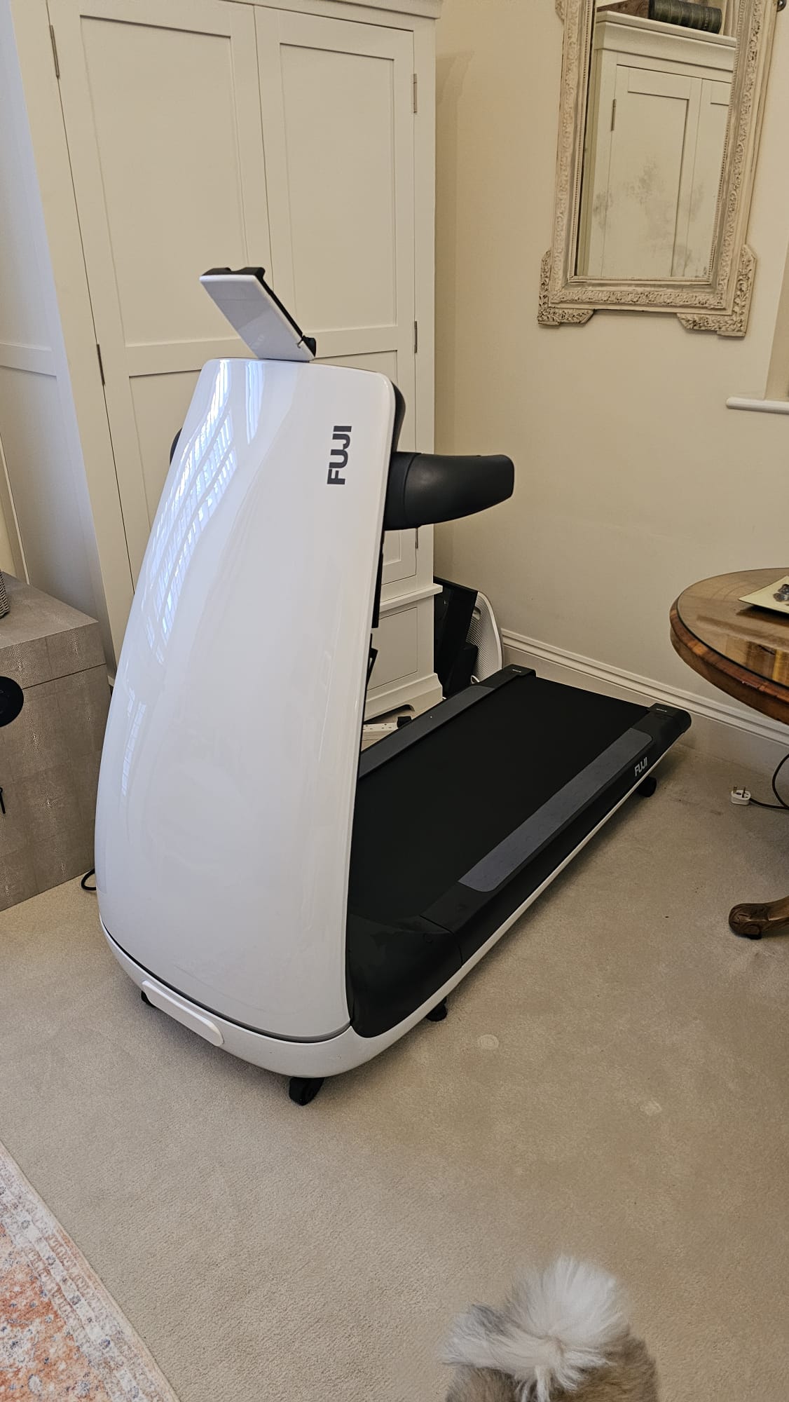 Fuji BeHealthy Treadmill in sleek white design, perfect for modern homes and compact spaces.