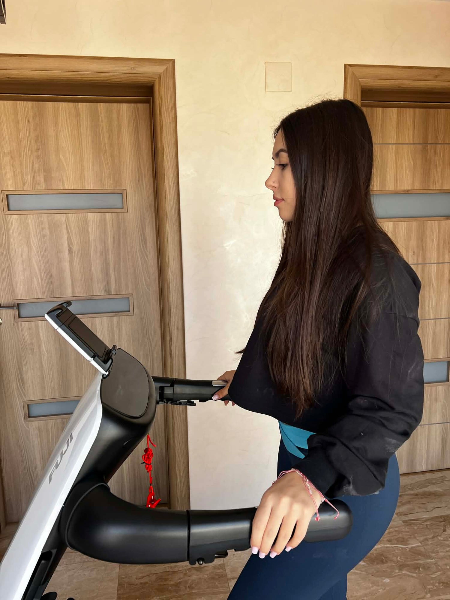 compact colorful treadmills in a bright modern living room with soft natural lighting
