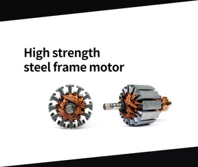 High strength steel frame motor with copper wiring on white background