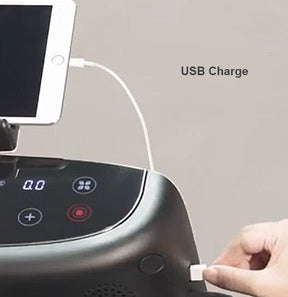 The iRunner Ivory Whisper is the ultimate fusion of style, innovation, and practicality. USB charging port with a smartphone connected, highlighting seamless charging capabilities.
