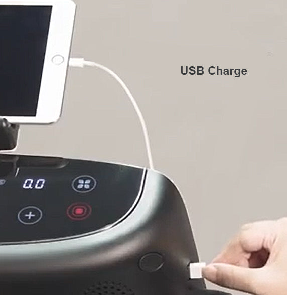 The iRunner Ivory Whisper is the ultimate fusion of style, innovation, and practicality. USB charging port with a smartphone connected, highlighting seamless charging capabilities.